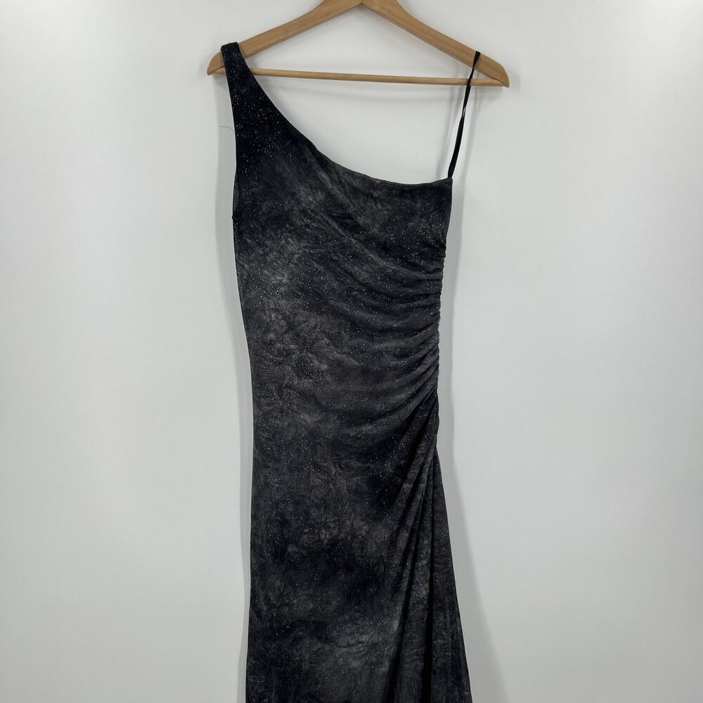 Vintage Y2K 90s Jodi Kristopher Dress M Glitter One Shoulder Maxi Grunge Fairy
